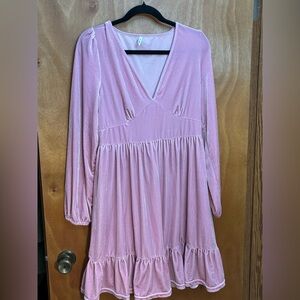 HALARA Deep V, ruffle hem, velvet Dress